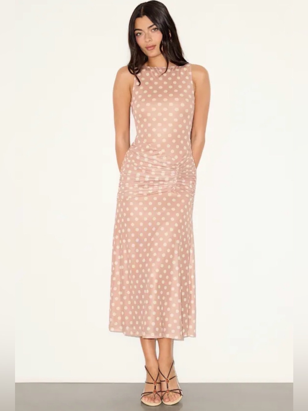 AFRM Blush Pink Polka Dot Midi Dress
